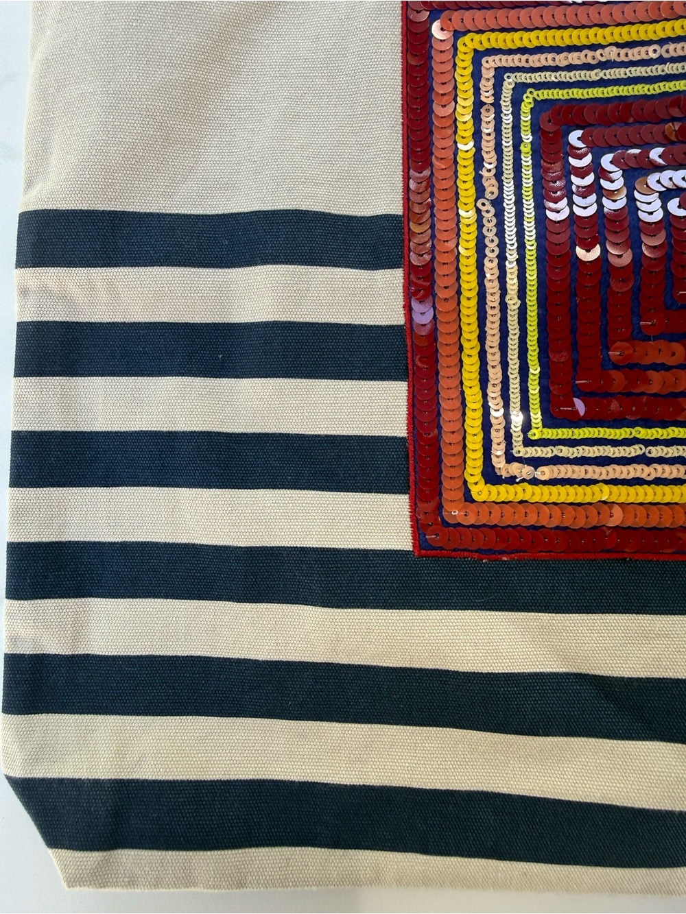 J.Crew x Christopher John Rogers Sequined Stripe Canvas Tote Bag Limited Ed, NWT - Picture 4 of 8